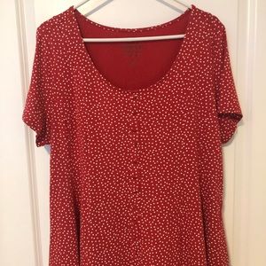 Torrid size 2 Red Ditsy Dot Button Fit & Flare Top